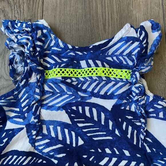 Blue Leaf Print Dress - Picture 6 of 7